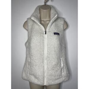 Patagonia Los Gatos Vest Womens Small White Deep-Pile Fleece Pocket Full-Zip